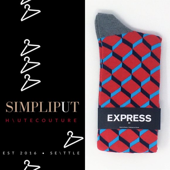 Express Men Socks Seamless Geometric Square Shoe Size 8-12 - Picture 1 of 6